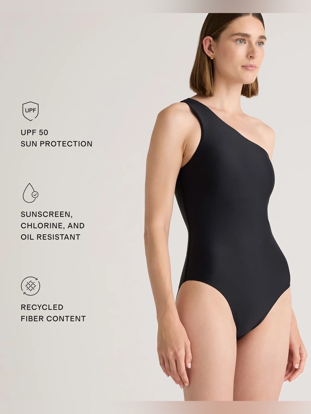 NWT Quince Italian One Shoulder One-Piece Swimsuit Size Large